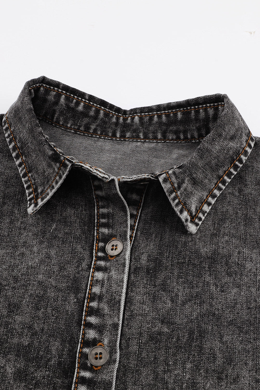 Honeybee Mumford's Black Puff Sleeve Button-Up Denim Jacket