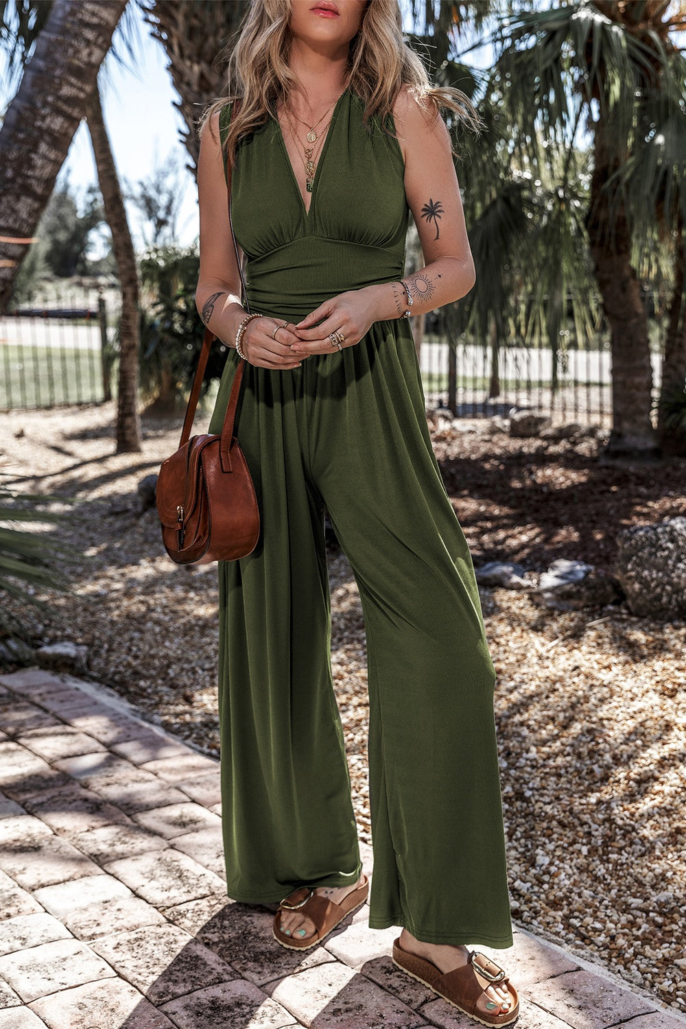 Honeybee Mumford's V-Neck Sleeveless Wide Leg Jumpsuit