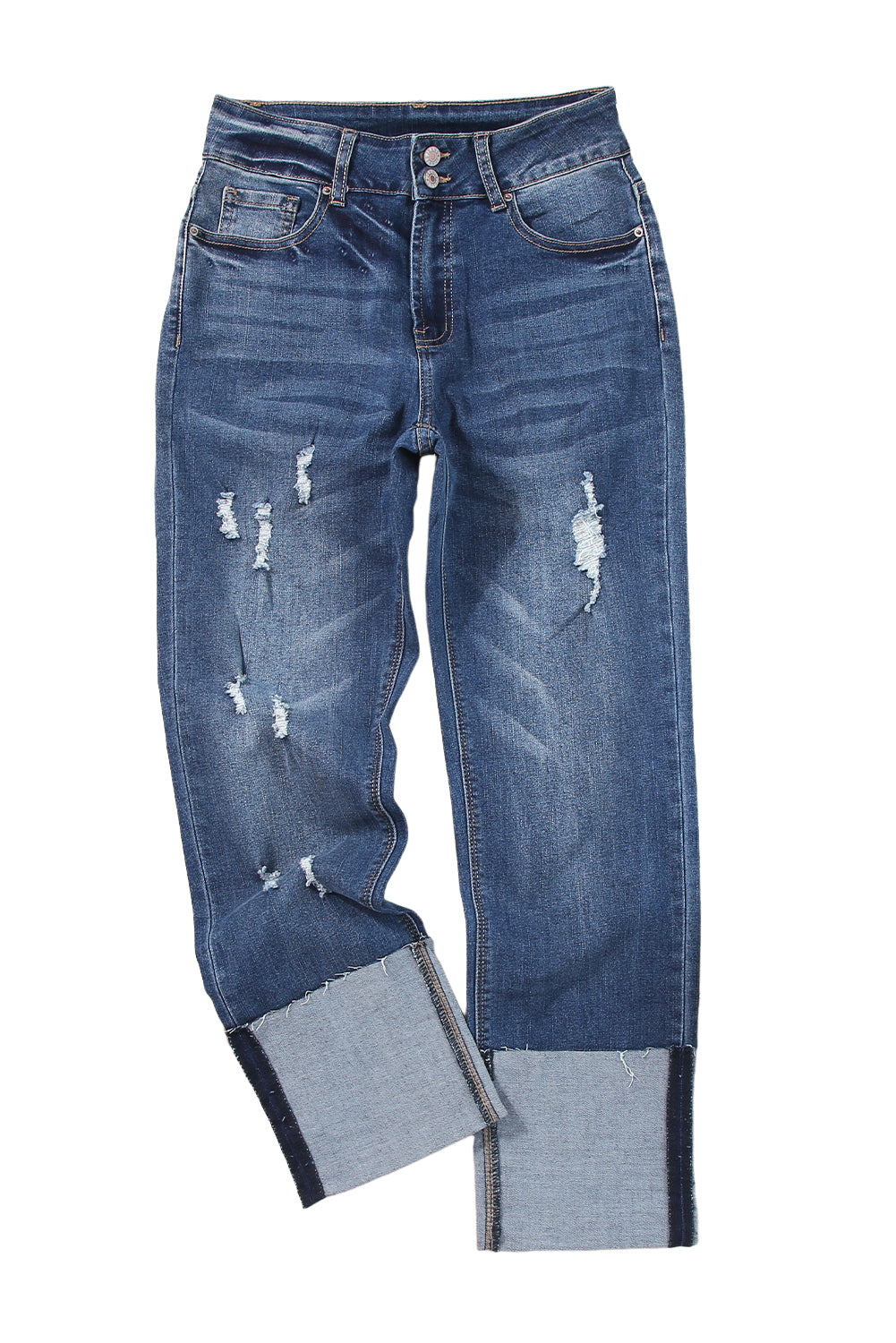 Honeybee Mumford's Blue High Waist Distressed Straight Leg Jeans