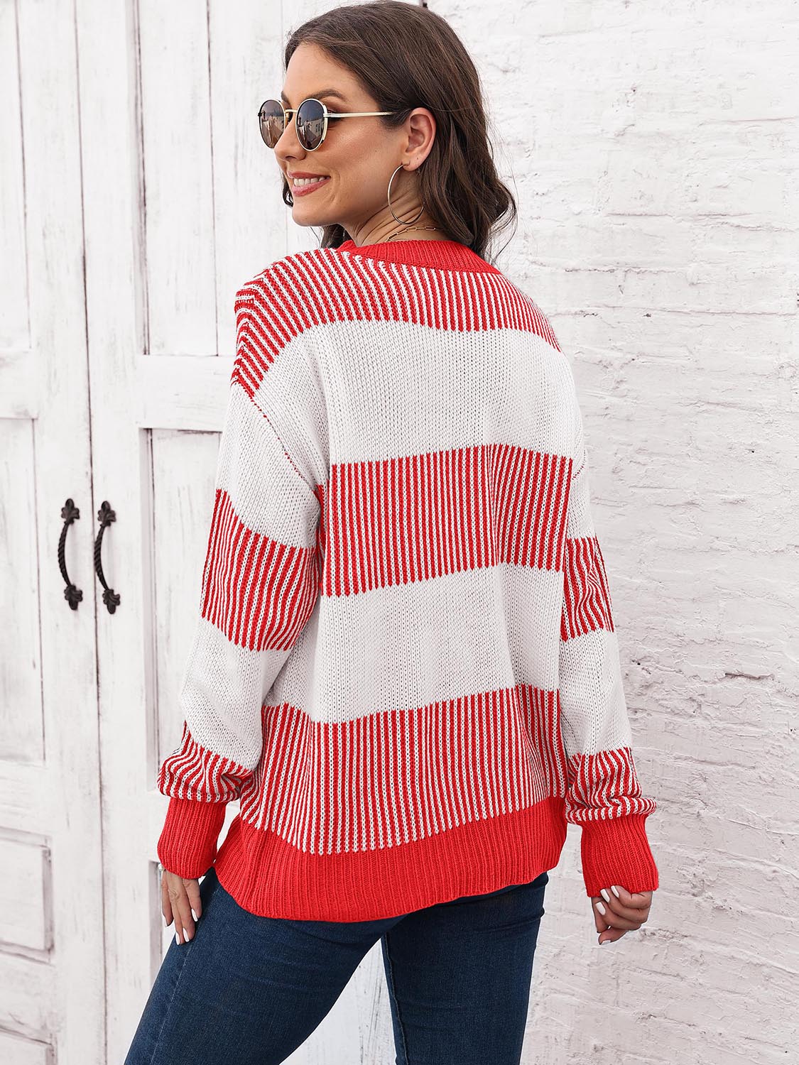 Honeybee Mumford's Full Size Round Neck Drop Shoulder Sweater