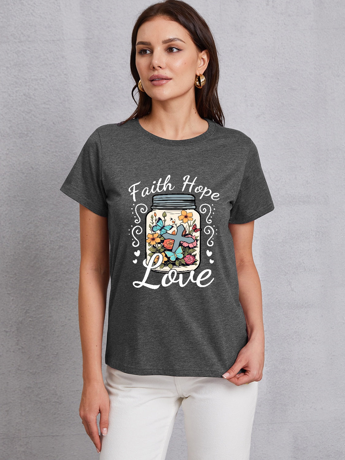 Honeybee Mumford's FAITH HOPE LOVE Round Neck T-Shirt