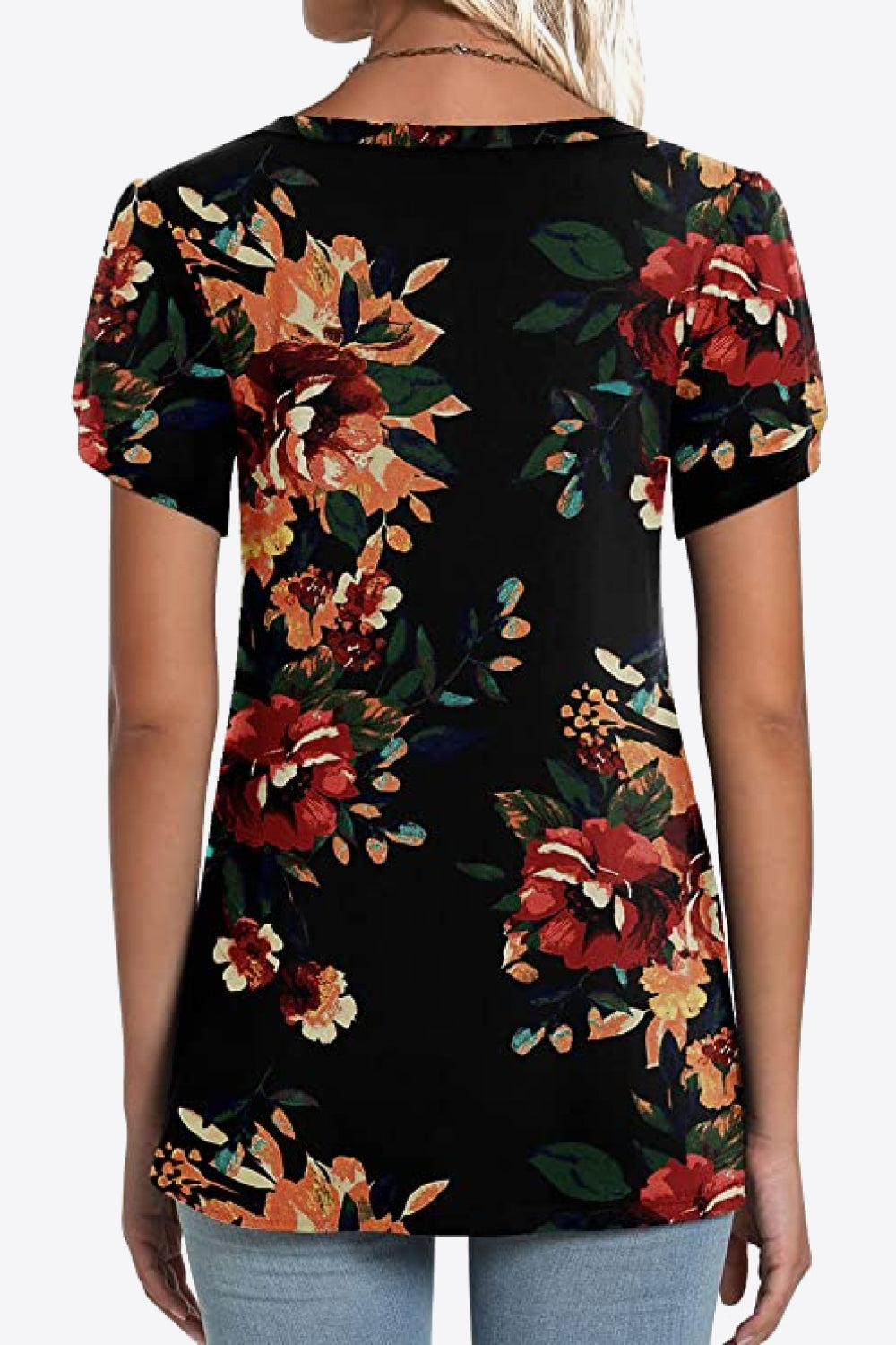 Honeybee Mumford's Printed Petal Sleeve V-Neck Blouse