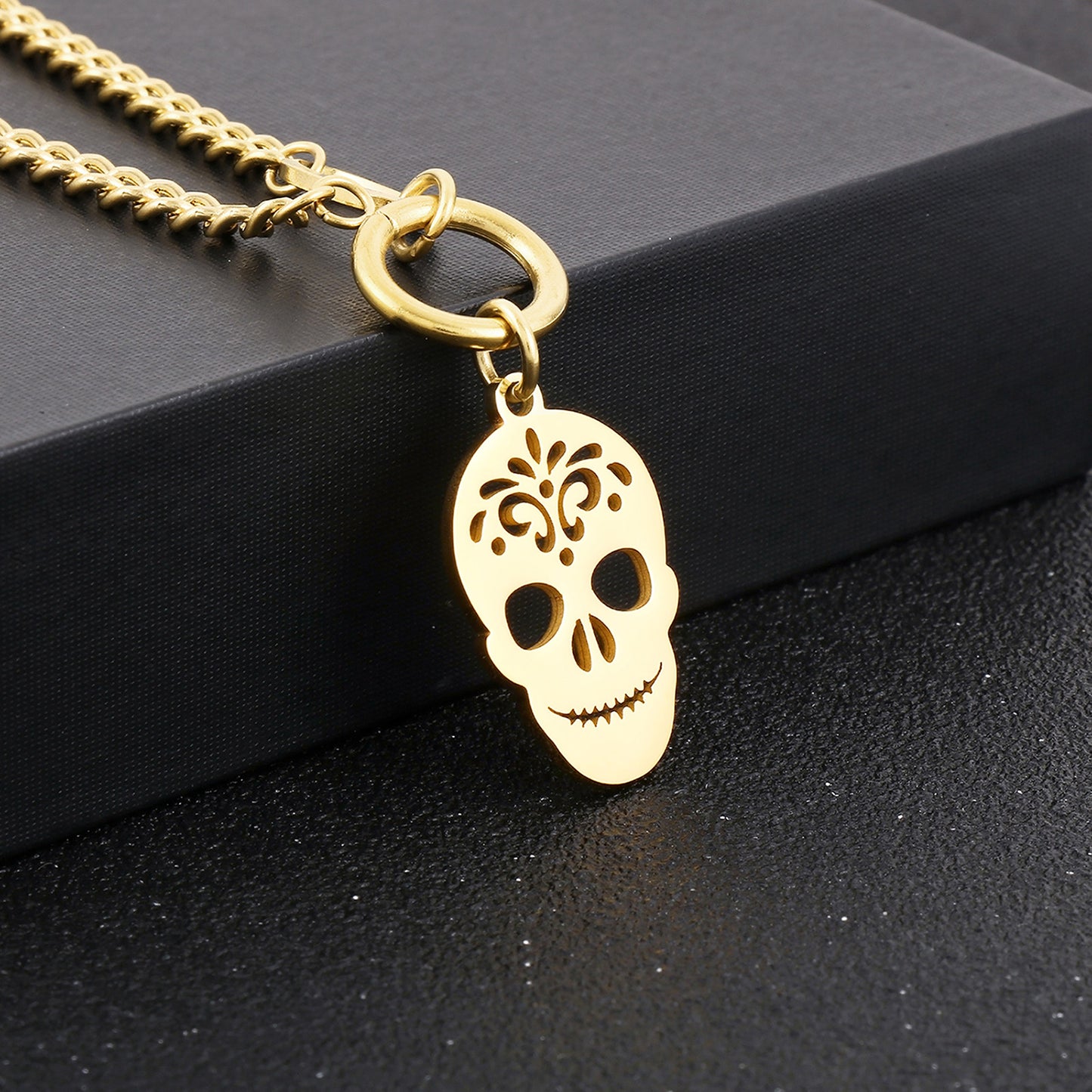 Honeybee Mumford's Skull Shape Double-Layered Pendant Necklace