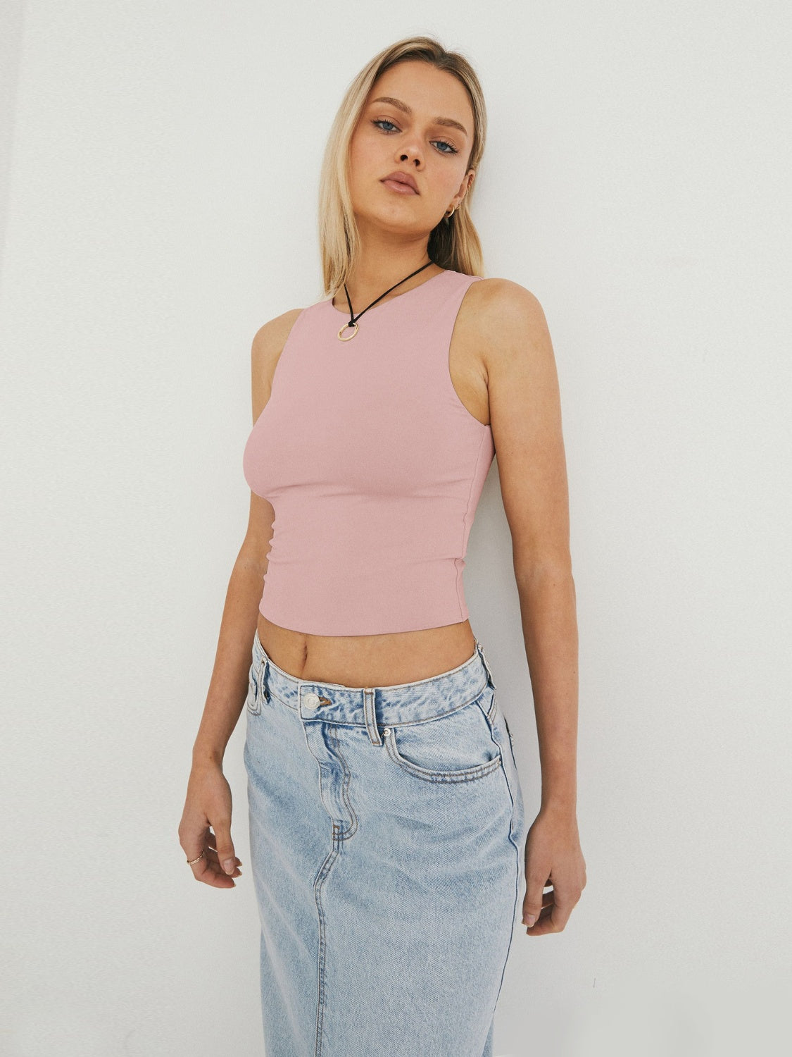 Honeybee Mumford's Round Neck Cropped Tank