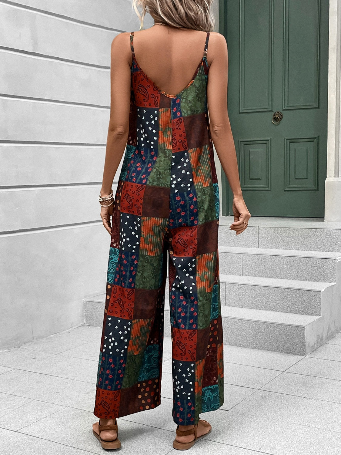 Honeybee Mumford's Printed Scoop Neck Spaghetti Strap Jumpsuit