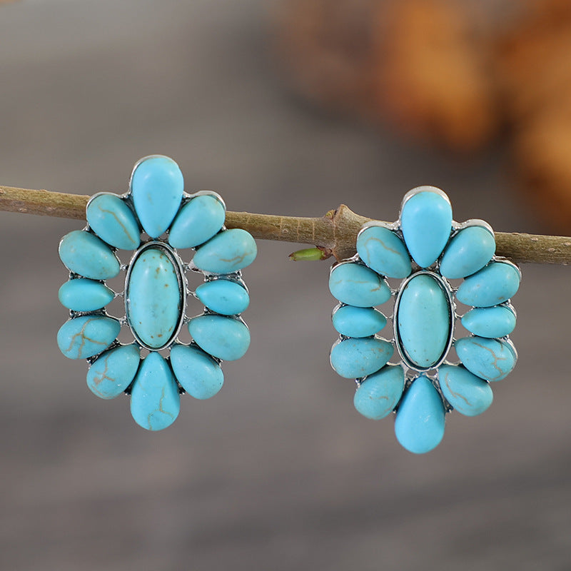 honeybee Mumford's Flower Shape Turquoise Earrings