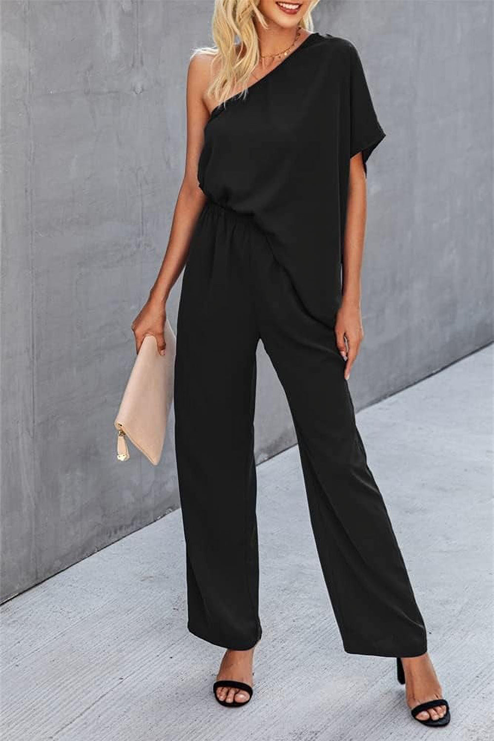 Honeybee Mumford's Single Shoulder Short Sleeve Jumpsuit