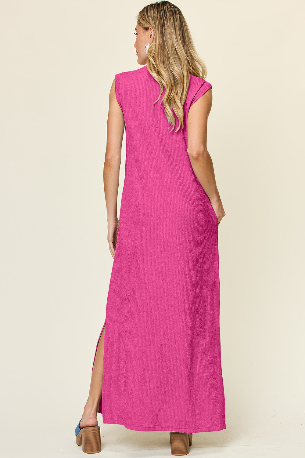 Honeybee Mumford's Full Size Texture Mock Neck Sleeveless Maxi Dress