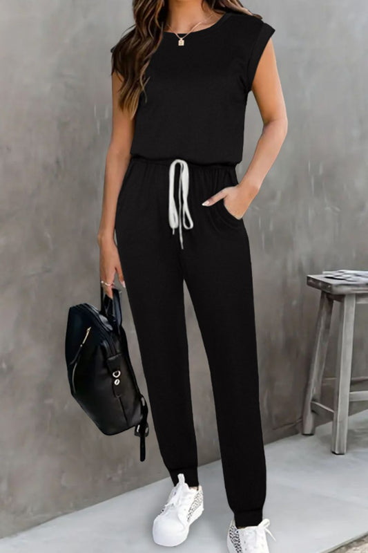 Honeybee Mumford's Drawstring Round Neck Sleeveless Jumpsuit