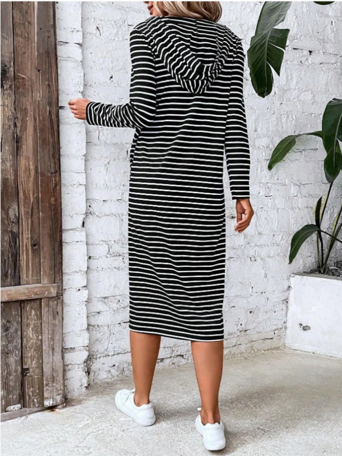 Honeybee Mumford's Striped Zip Front Hooded Dress