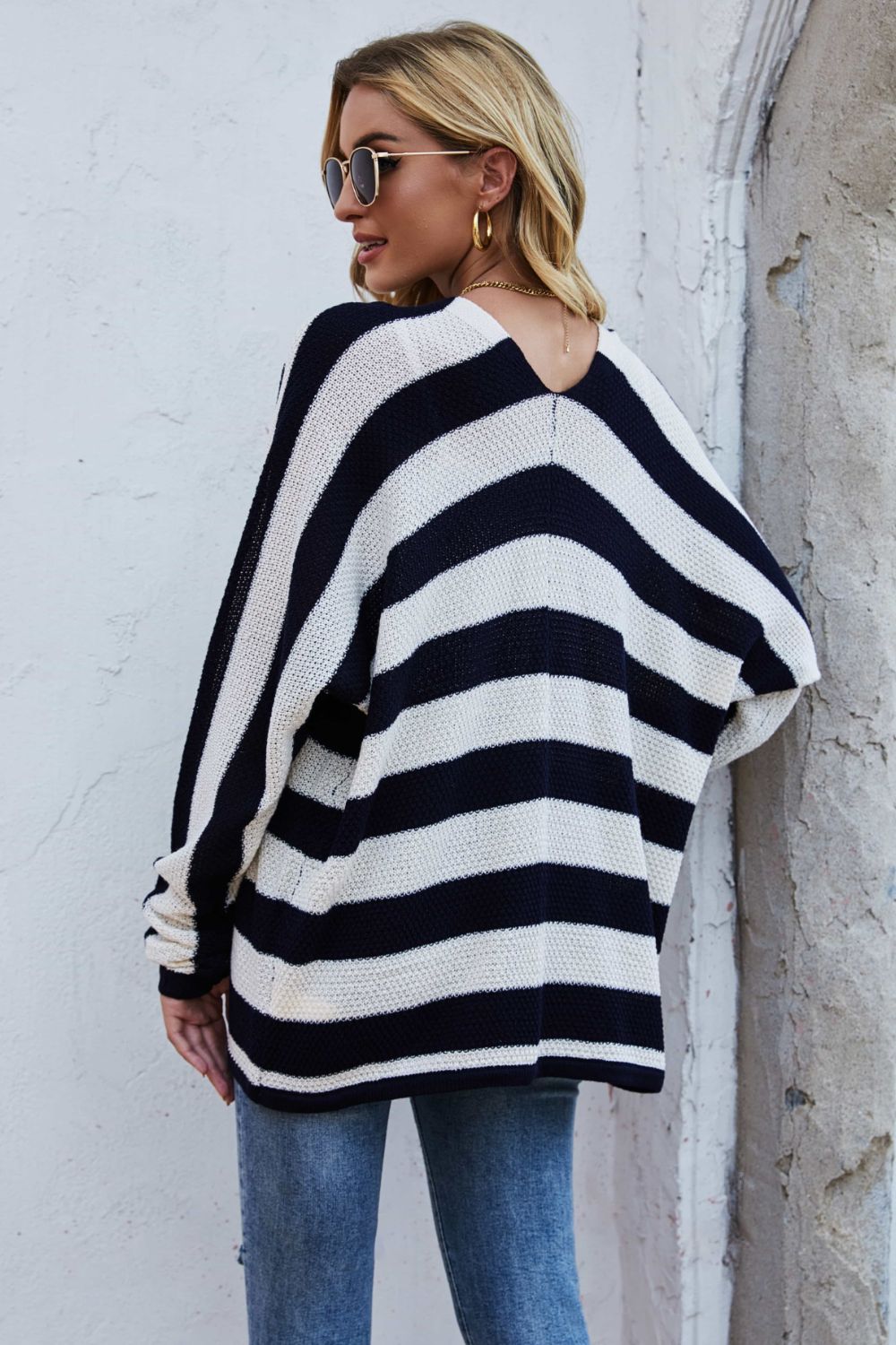 Honeybee Mumford's Striped Dolman Sleeve Open Front Cardigan