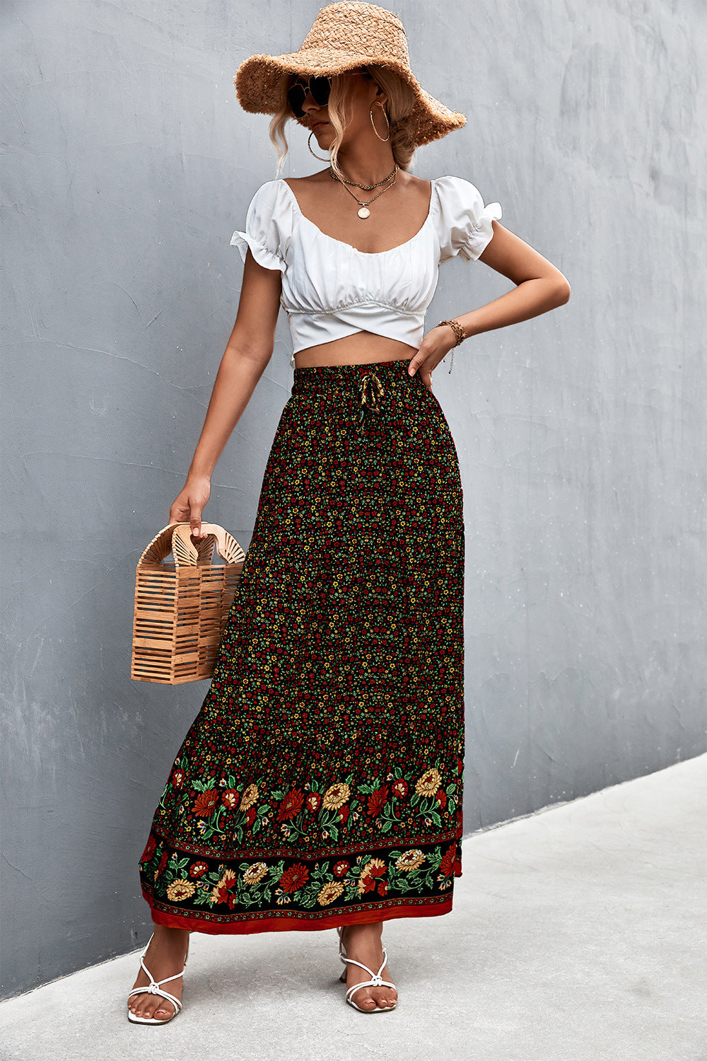 Honeybee Mumford's Floral Tied Maxi Skirt