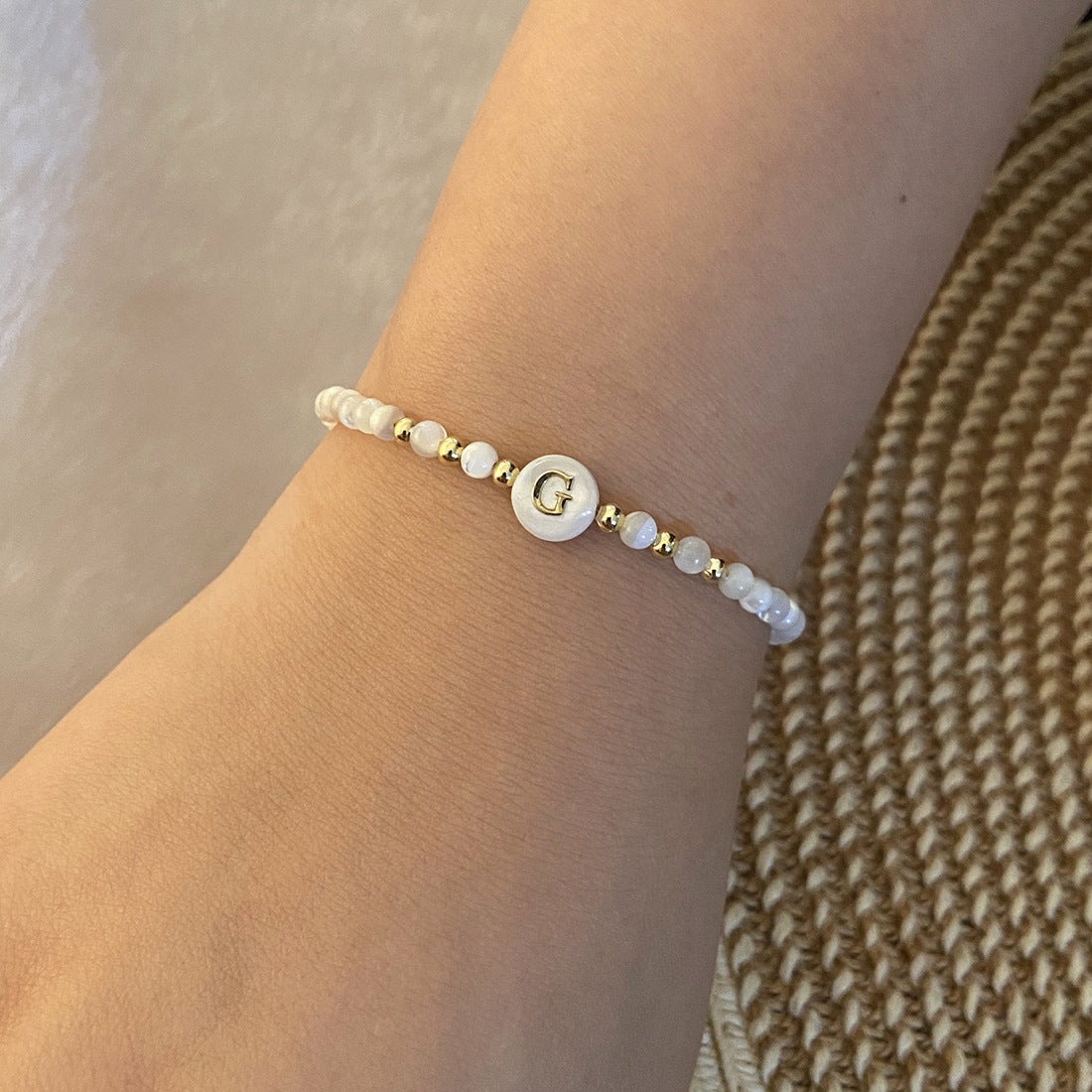 Honeybee Mumford's Shell Letter Bead Bracelet