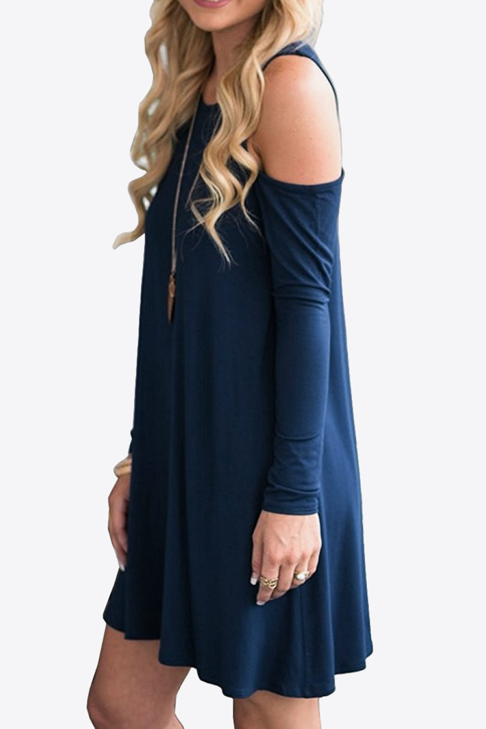 Honeybee Mumford's Cold-Shoulder Long Sleeve Round Neck Dress