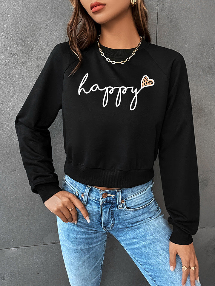 Honeybee Mumford's Sleeve HAPPY Graphic Sweatshirt