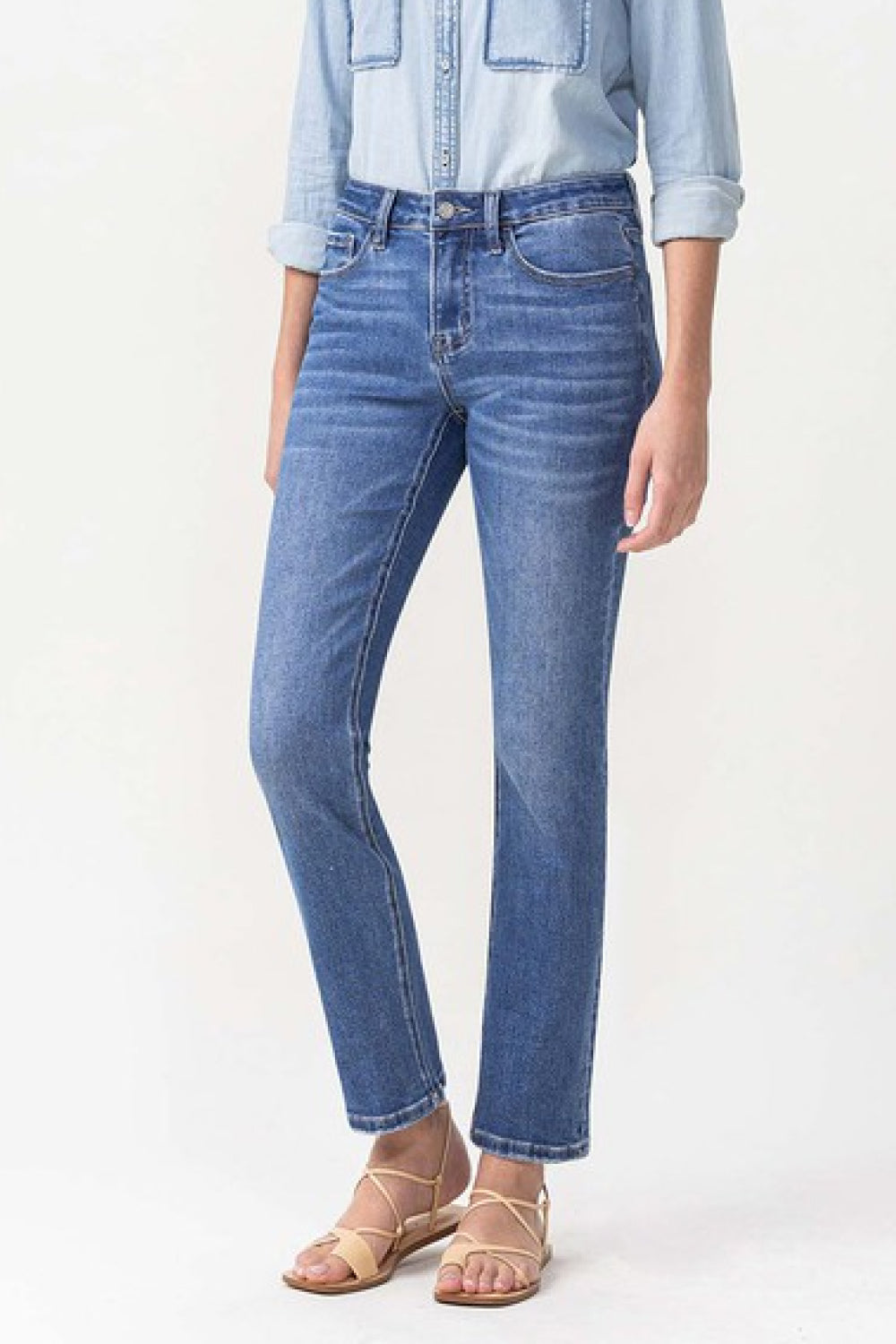 Honeybee Mumford's Full Size Midrise Slim Ankle Straight Jeans