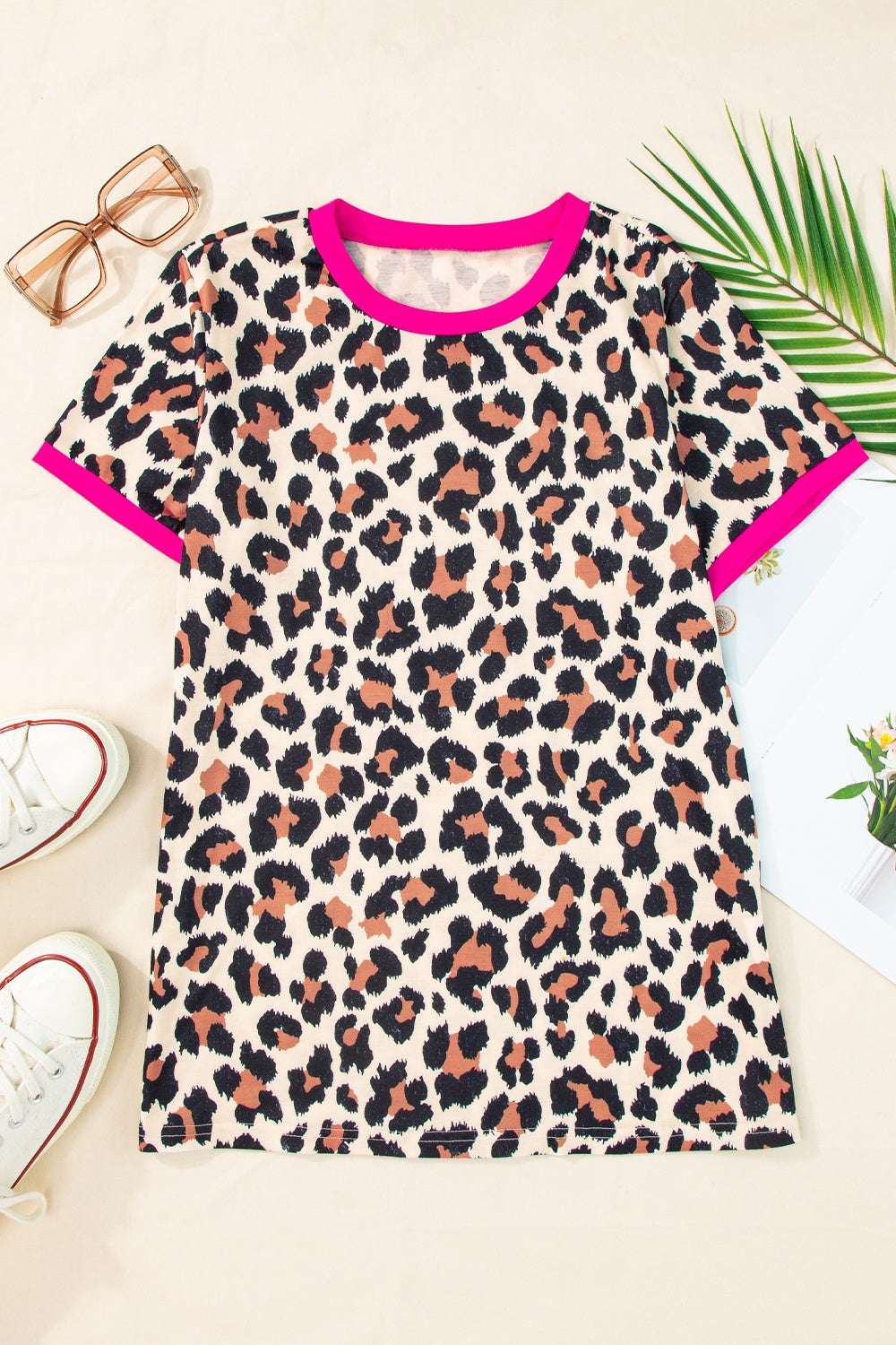 Honeybee Mumford's Leopard Round Neck Short Sleeve T-Shirt