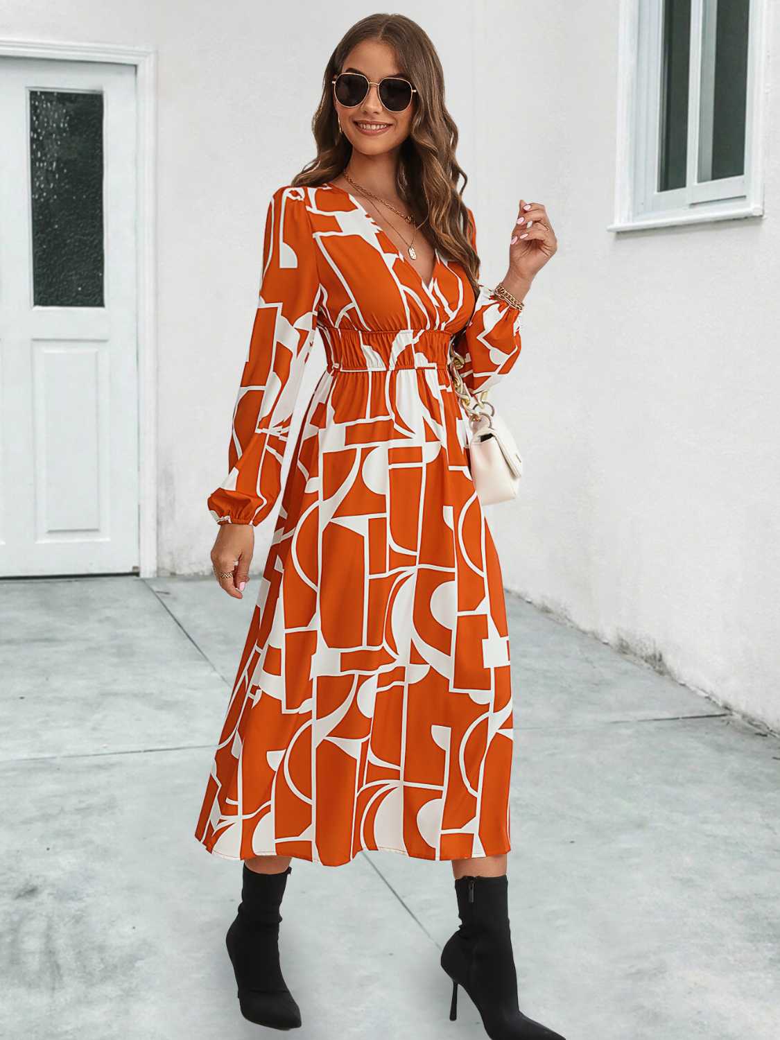 Honeybee Mumford's Surplice Neck Long Sleeve Midi Dress