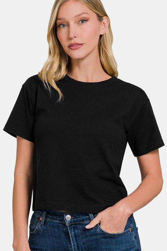 Honeybee Mumford's Round Neck Short Sleeve Cropped T-Shirt