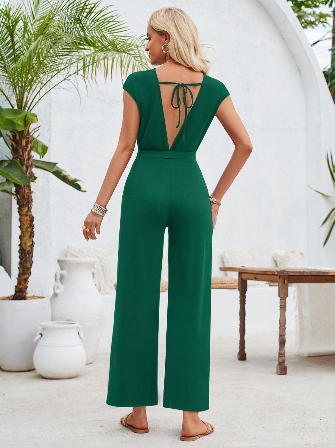 Honeybee Mumford's Twisted Round Neck Cap Sleeve Jumpsuit