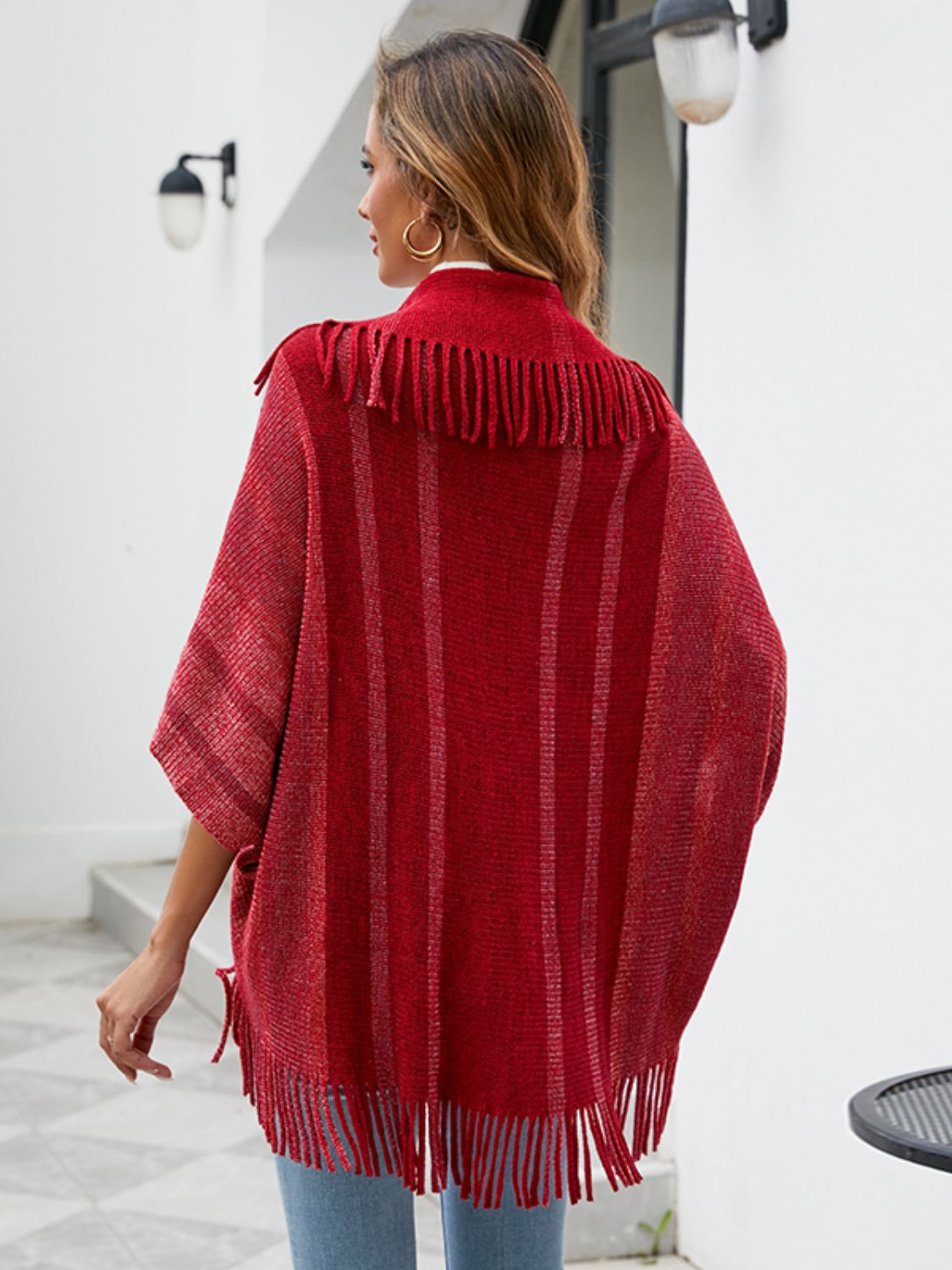 Honeybee Mumford's Fringe Detail Open Front Poncho