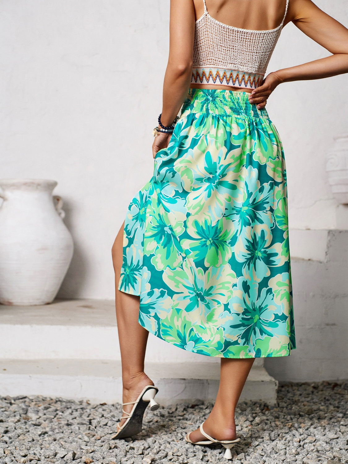 Honeybee Mumford's Slit Printed Midi Skirt