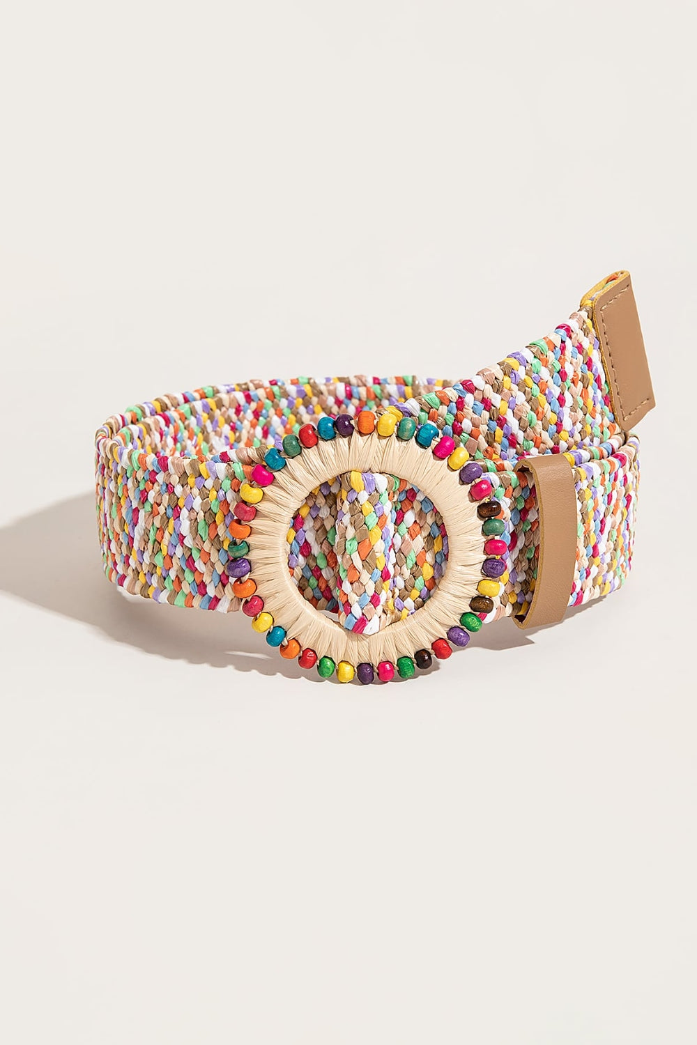 Honeybee Mumford's Multicolored Beaded Round Buckle Belt