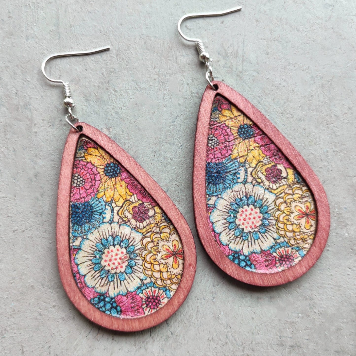 honeybee Mumford's Floral Wood Teardrop Earrings