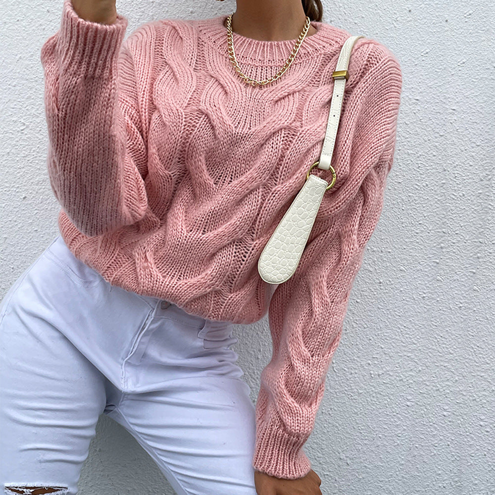 Honeybee Mumford's Cable-Knit Round Neck Long Sleeve Sweater