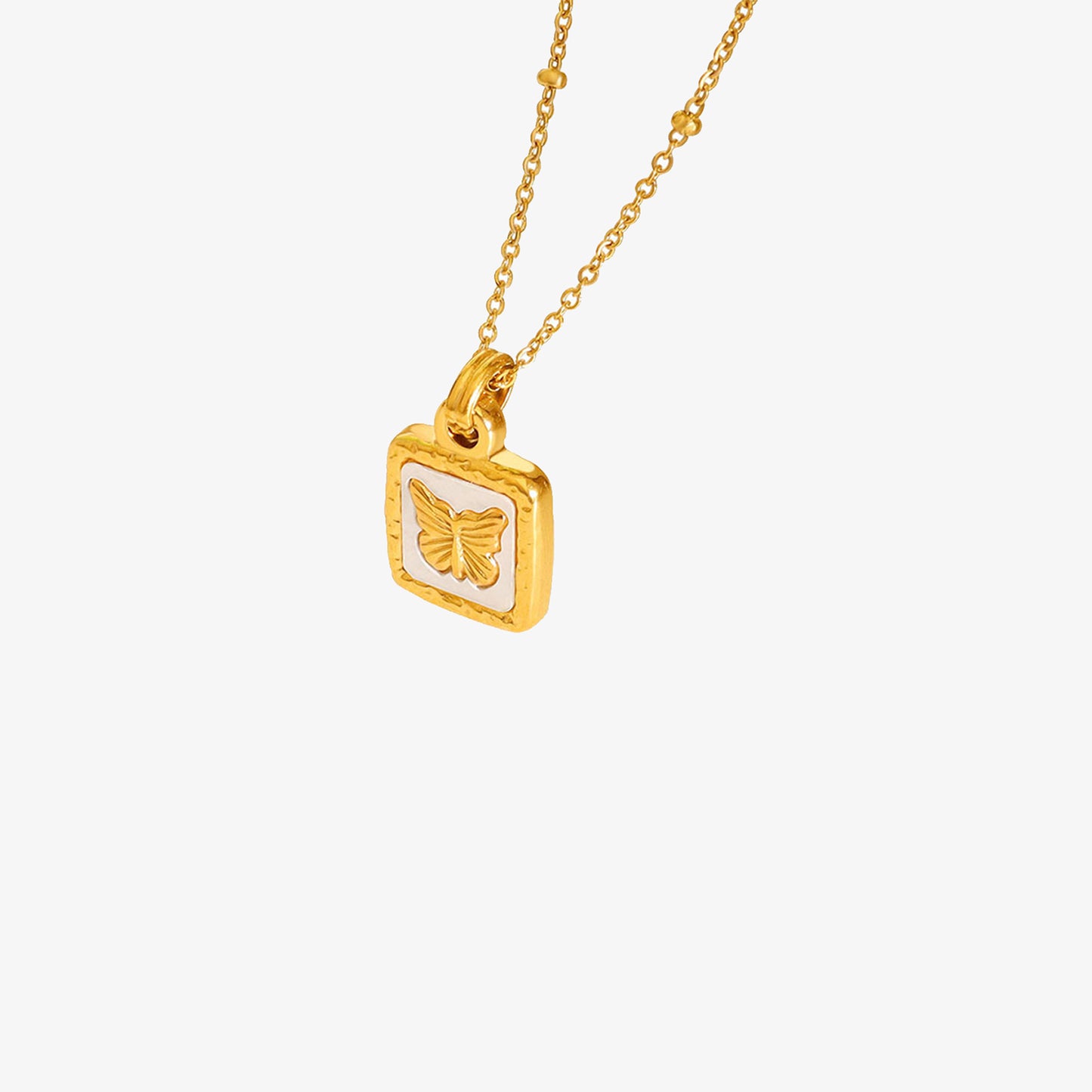 Honeybee Mumford's Butterfly Square Pendant Necklace in gold , sliver