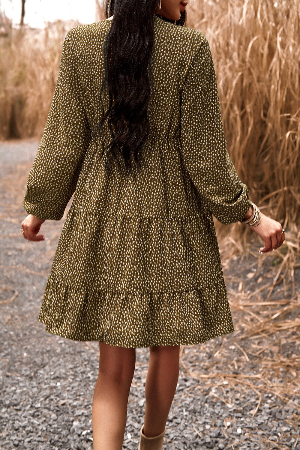 Honeybee Mumford's Lace Trim V-Neck Long Sleeve Dress