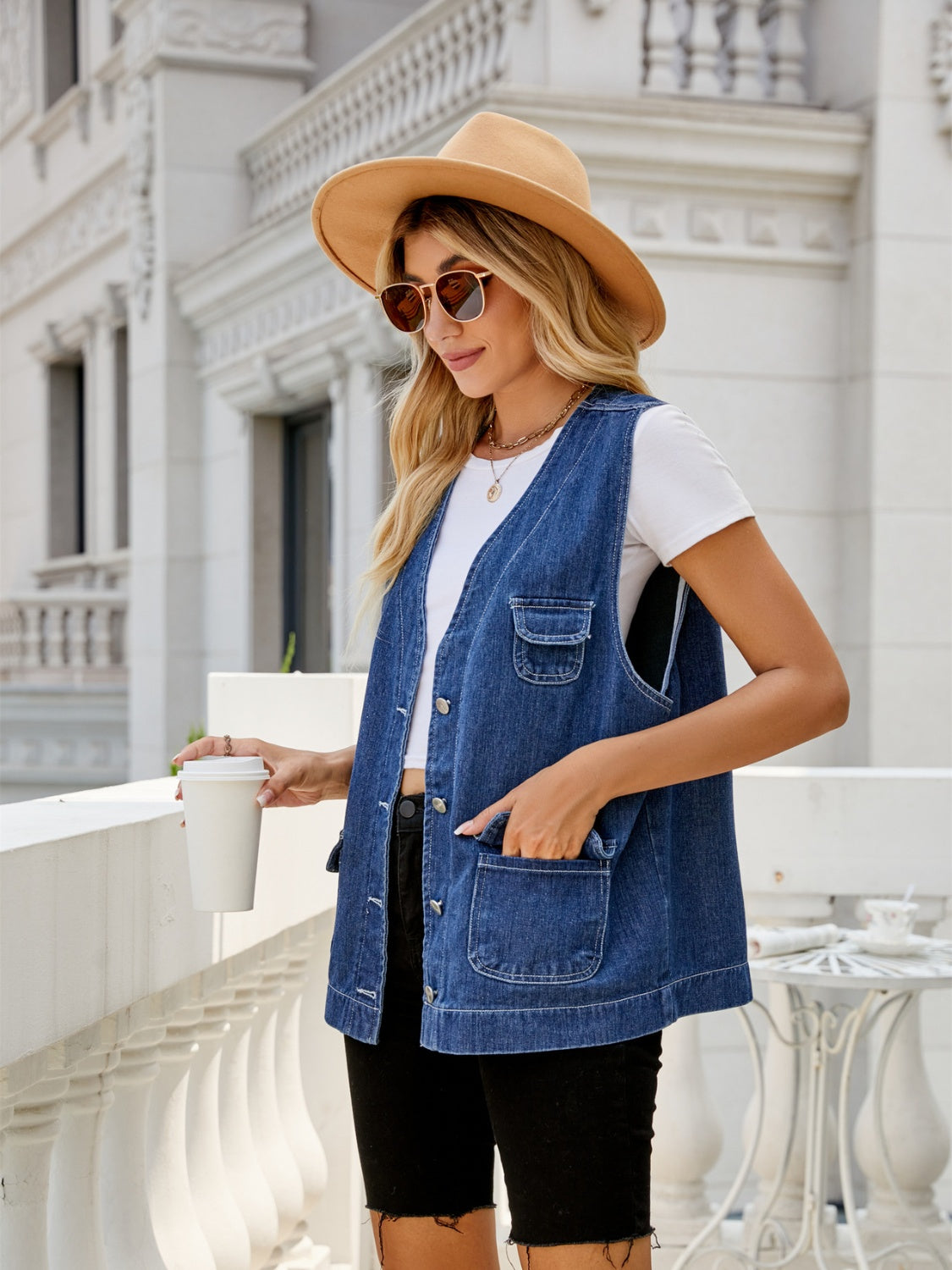 Honeybee Mumford's Button Down Denim Vest