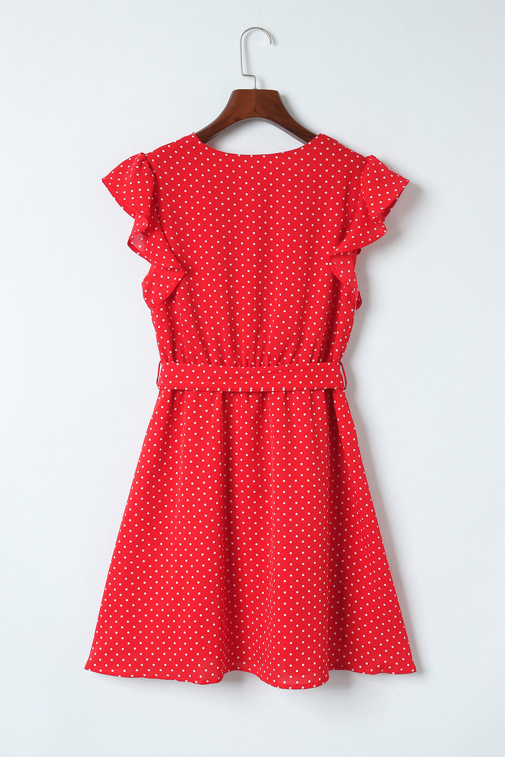 Honeybee Mumford's Polka Dot Surplice Necktie Waist Dress