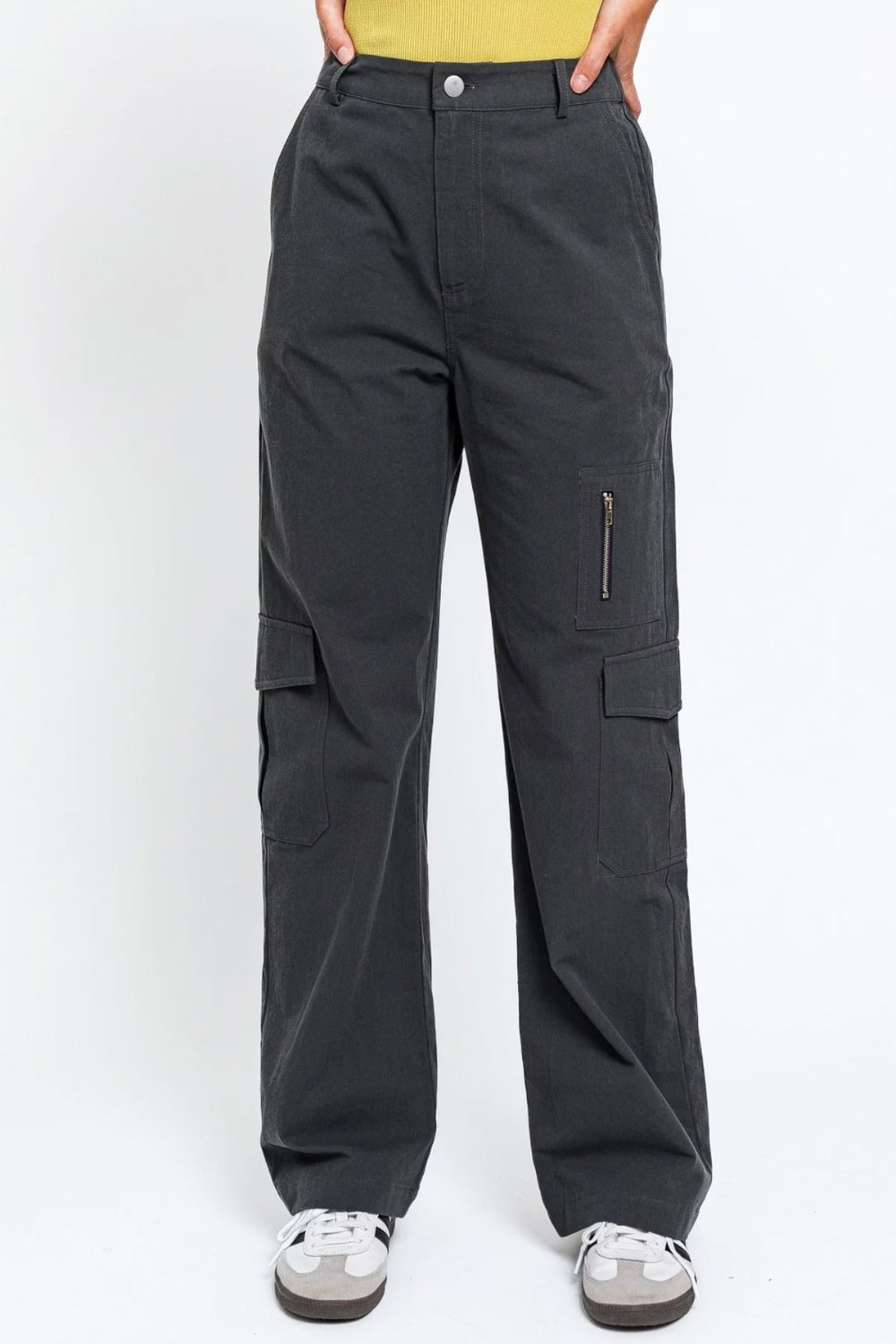 Honeybee Mumford's High Waisted Wide Leg Cargo Pants with Pockets