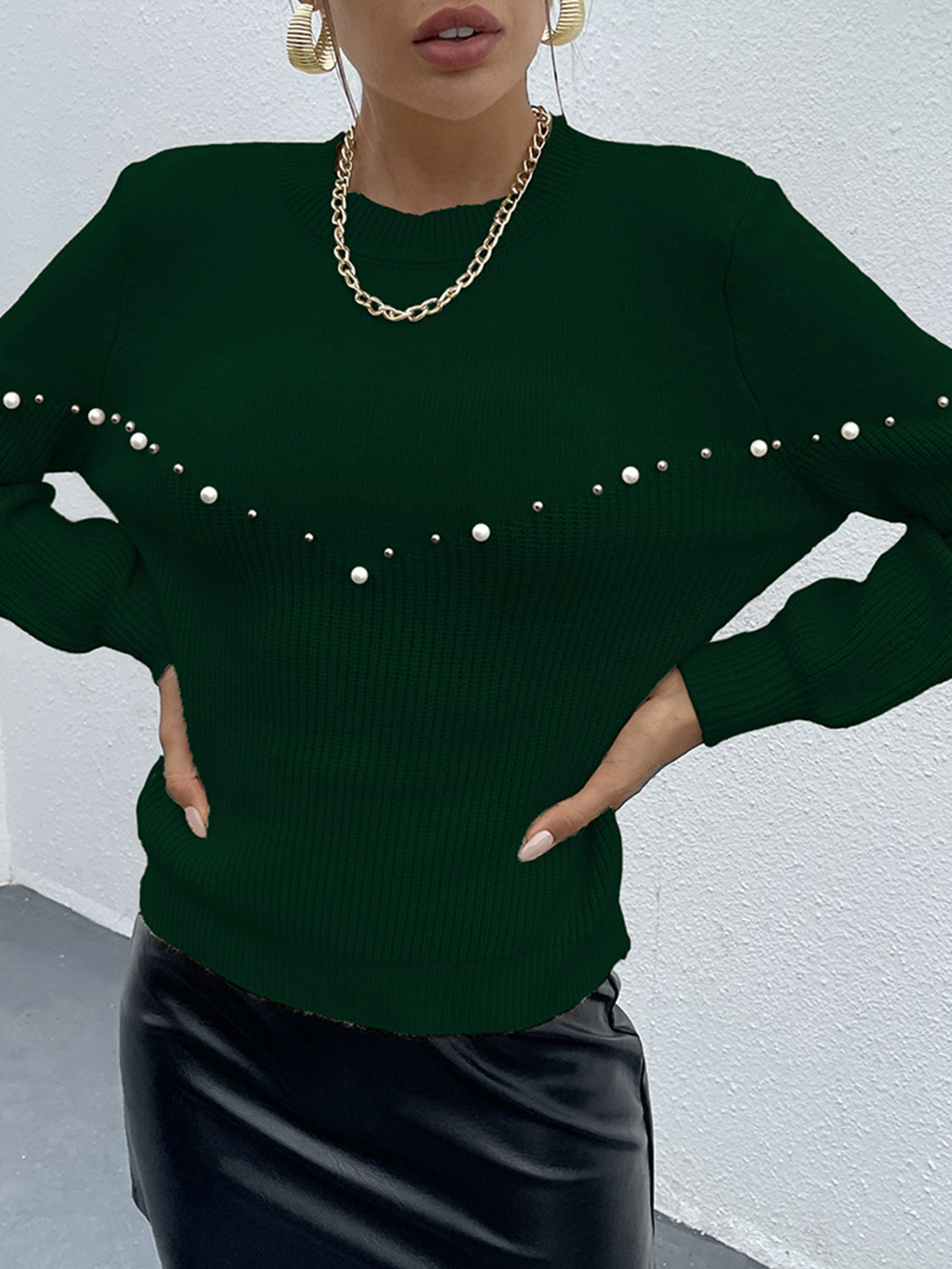 Honeybee Mumford's Pearl Detail Round Neck Sweater