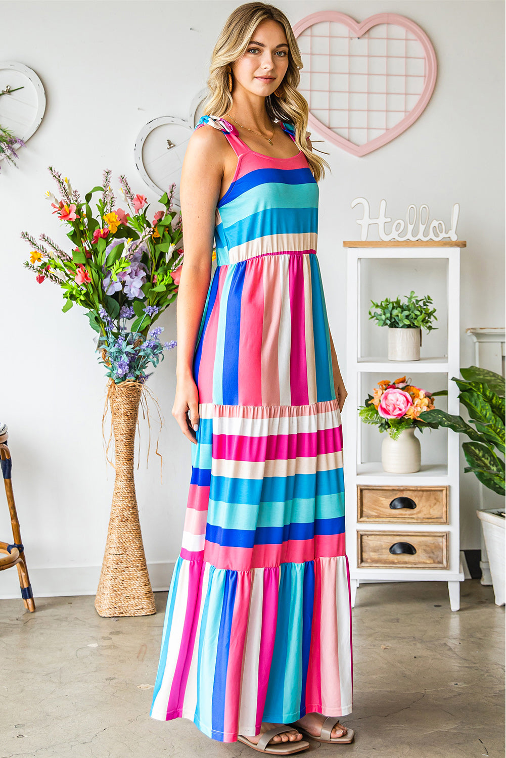 Honeybee Mumford's Striped Sleeveless Maxi Dress