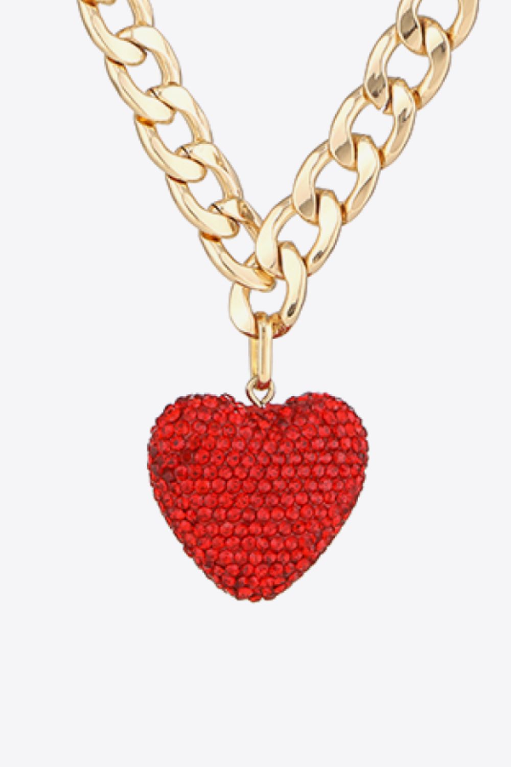 honeybee Mumford's Rhinestone Heart Pendant Curb Chain Necklace