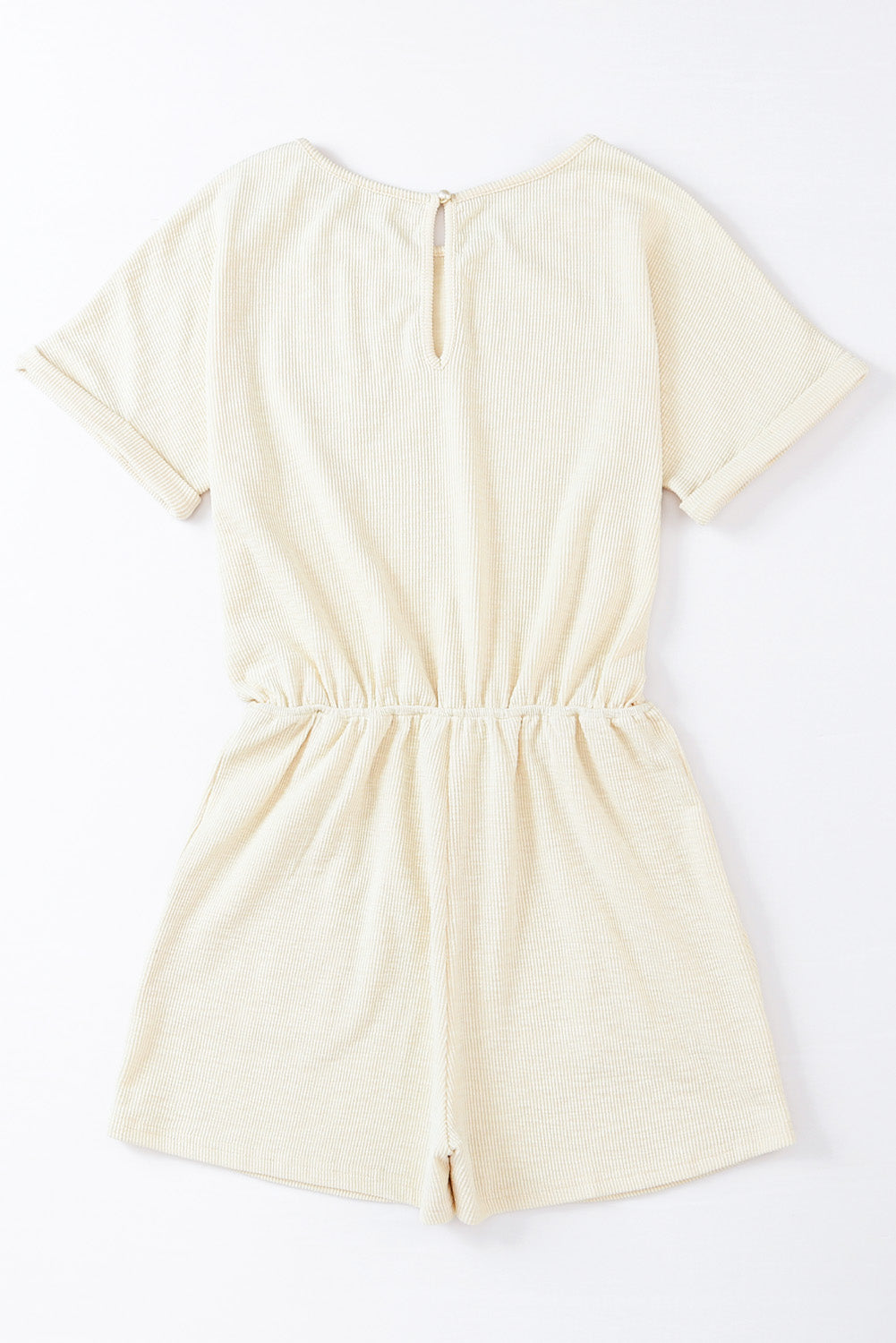 Honeybee Mumford's Beige Ribbed Elastic Waist Romper