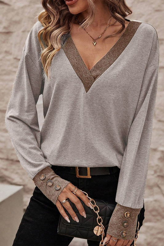 Honeybee Mumford's V-Neck Dropped Shoulder Blouse