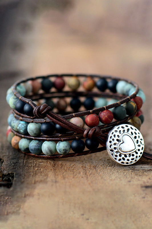 honeybee Mumford's Triple Layer Beaded Agate Bracelet