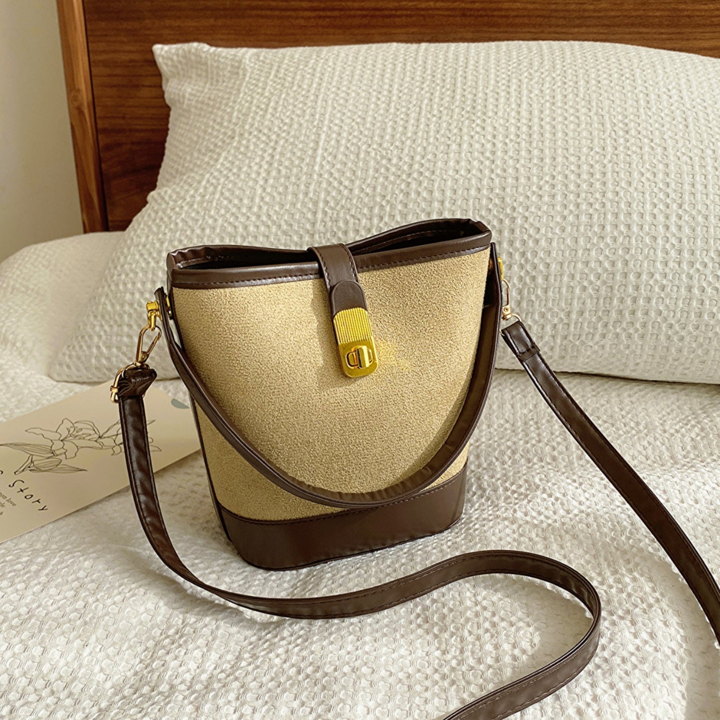 Honeybee Mumford's Leather Bucket Crossbody Bag