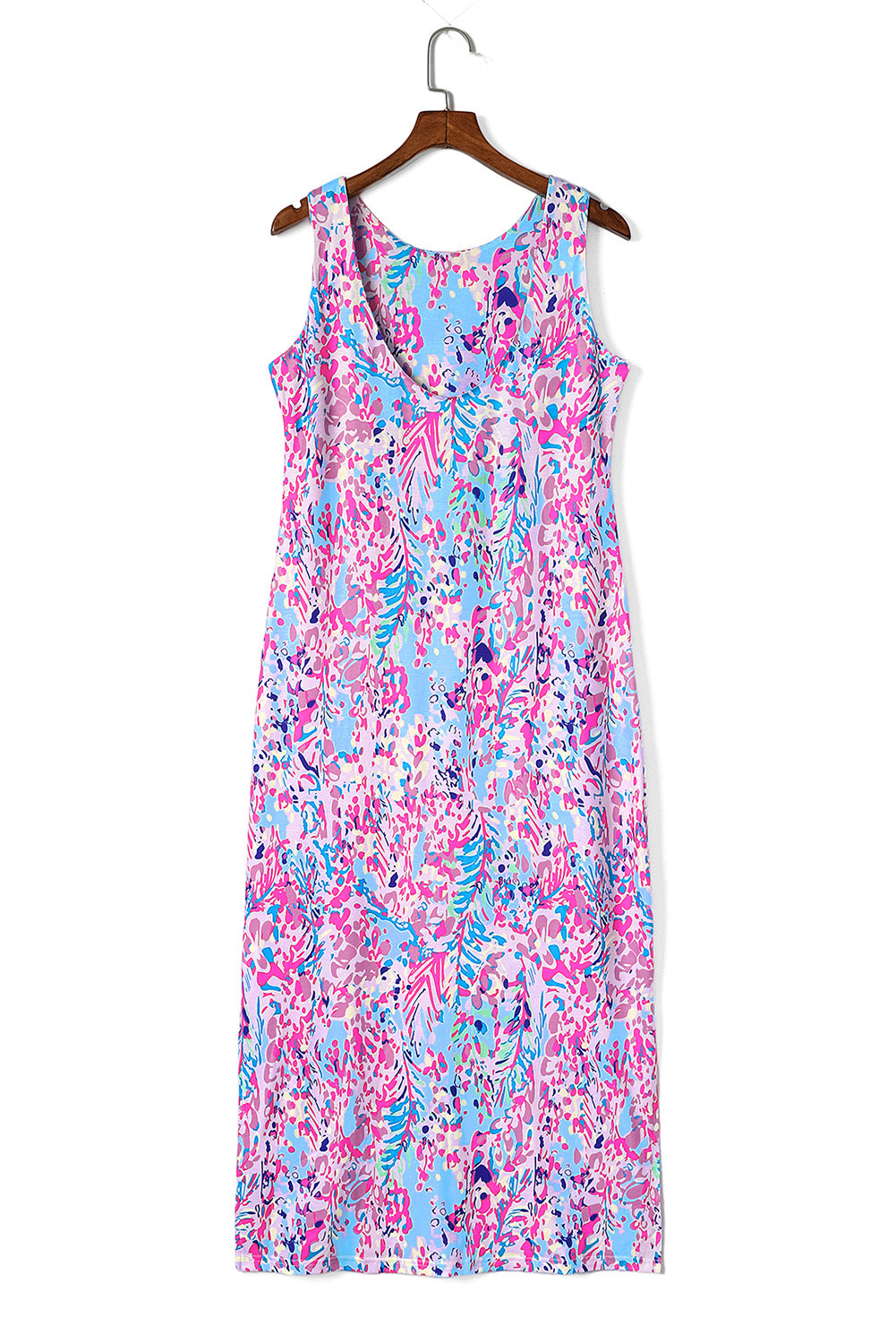 Honeybee Mumford's Purple Abstract Floral Print Sleeveless Maxi Dress