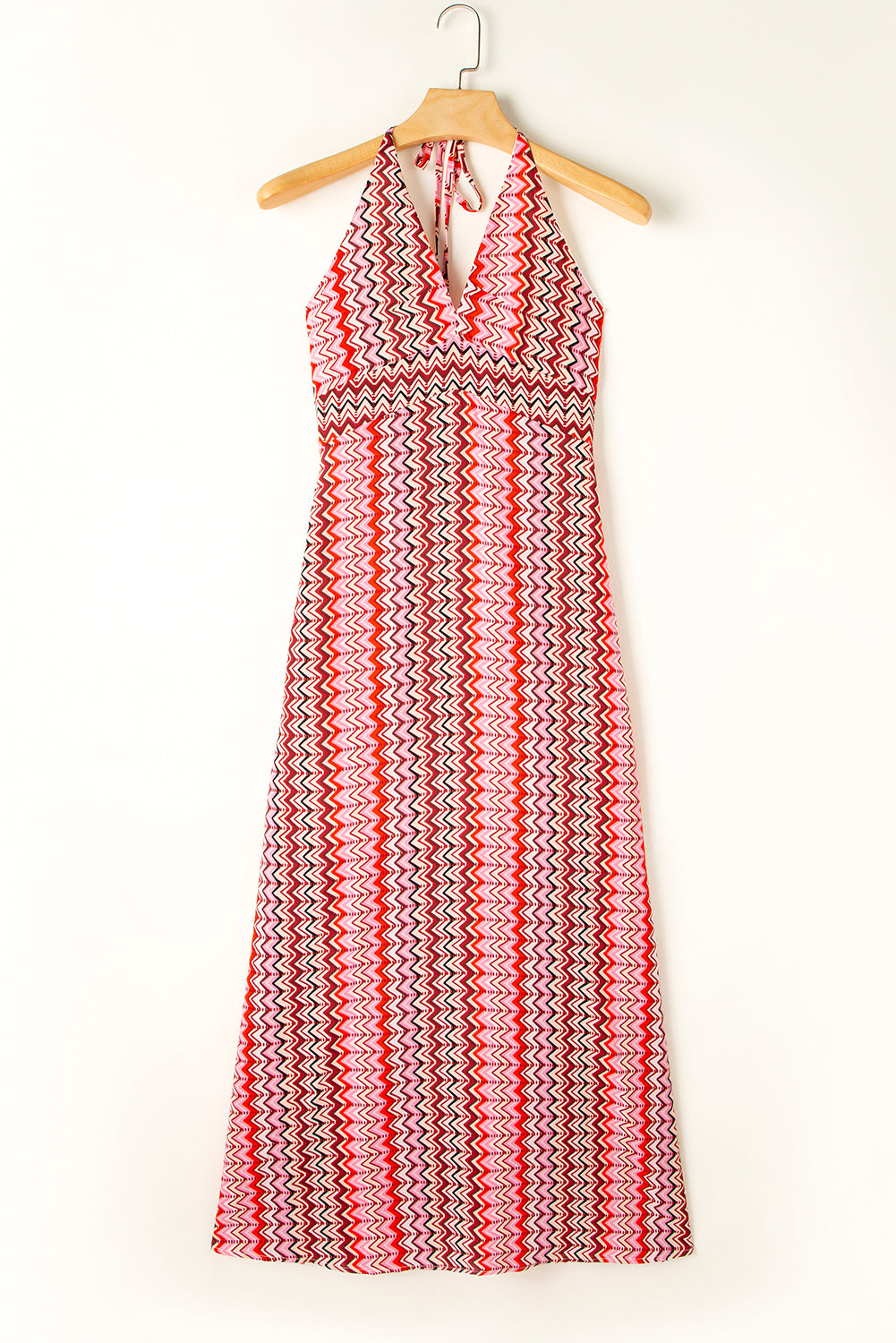 Honeybee Mumford's Red Halter Neck Tribal Boho Printed Backless Maxi Dress