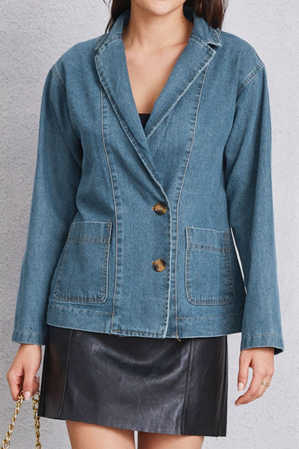 Honeybee Mumford's Pocketed Button Up Denim Jacket