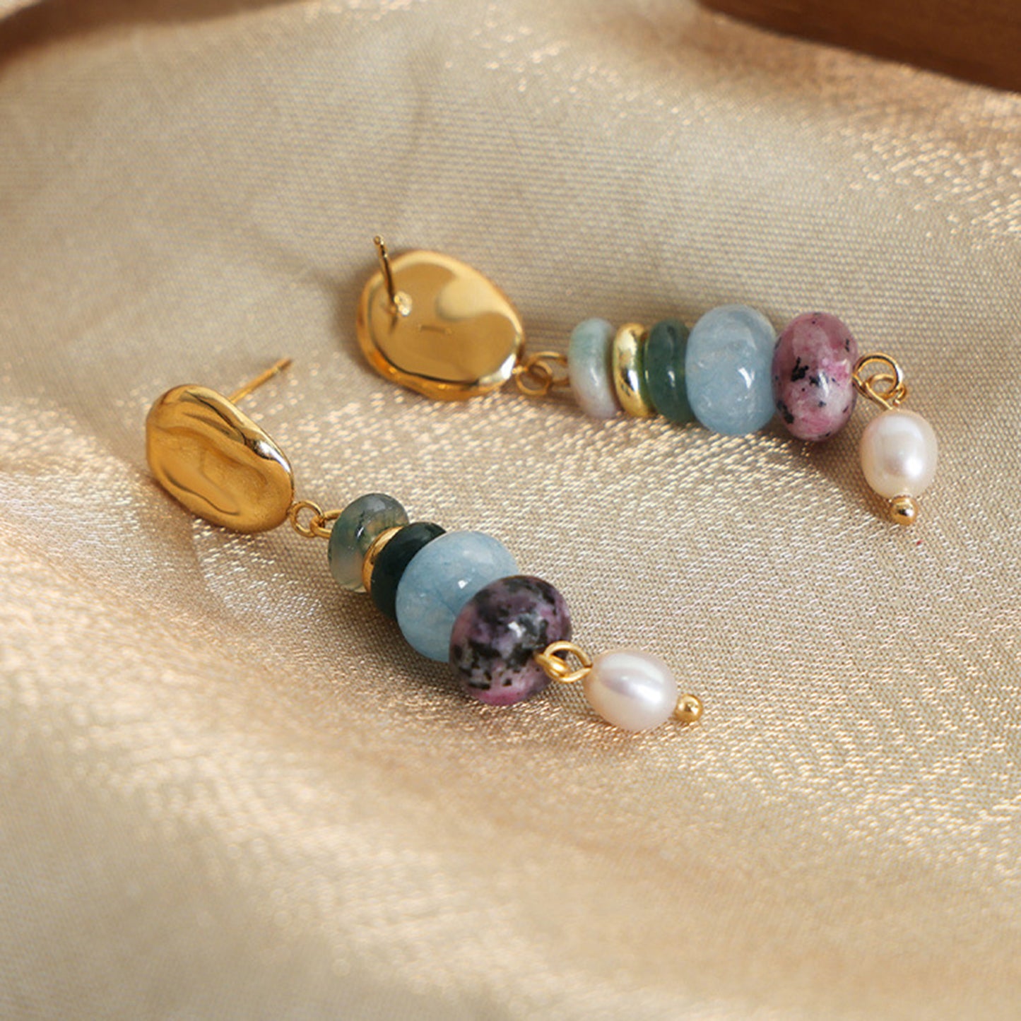 honeybee Mumford's Natural Stone Freshwater Pearl Dangle Earrings