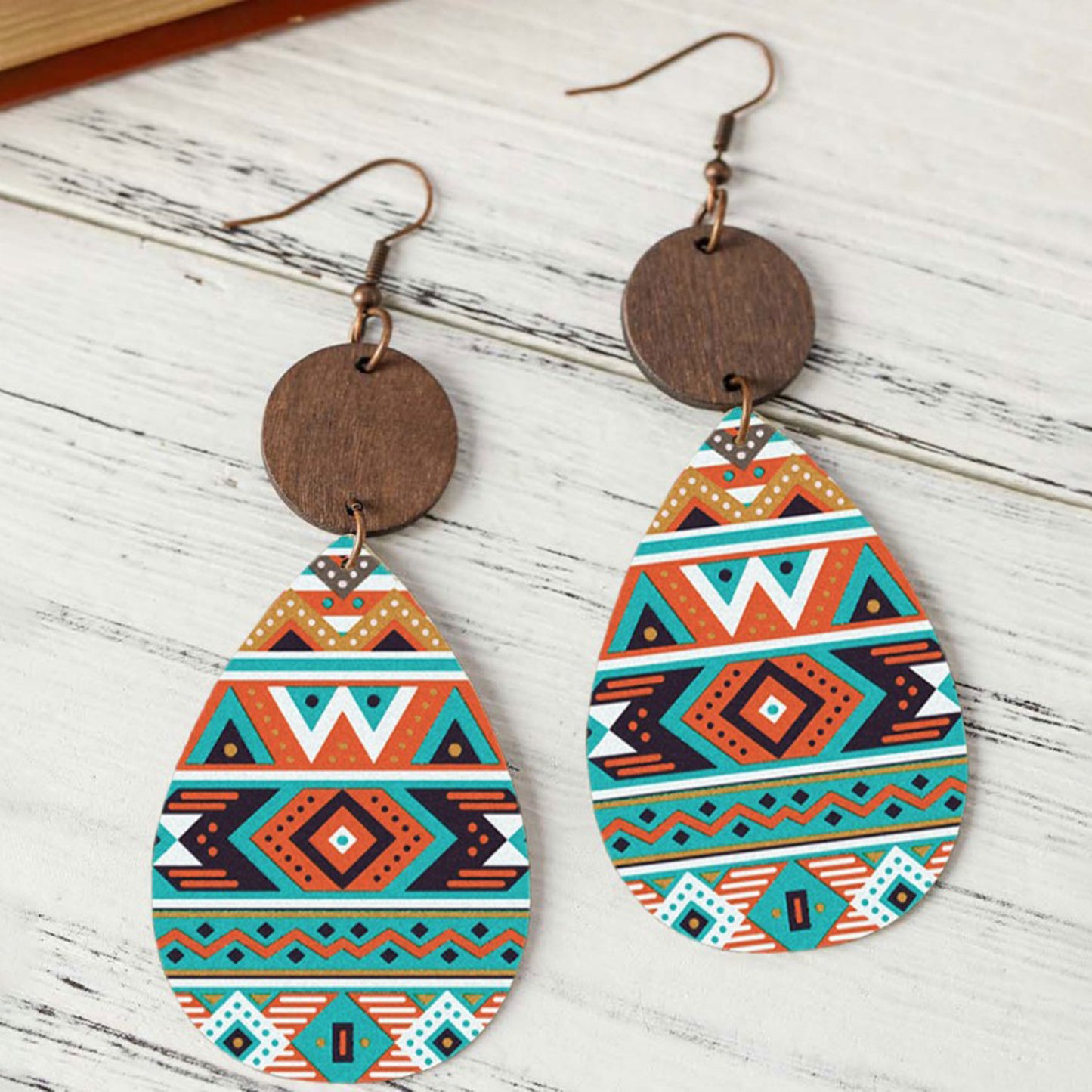 honeybee Mumford's Geometric Wooden Teardrop Earrings