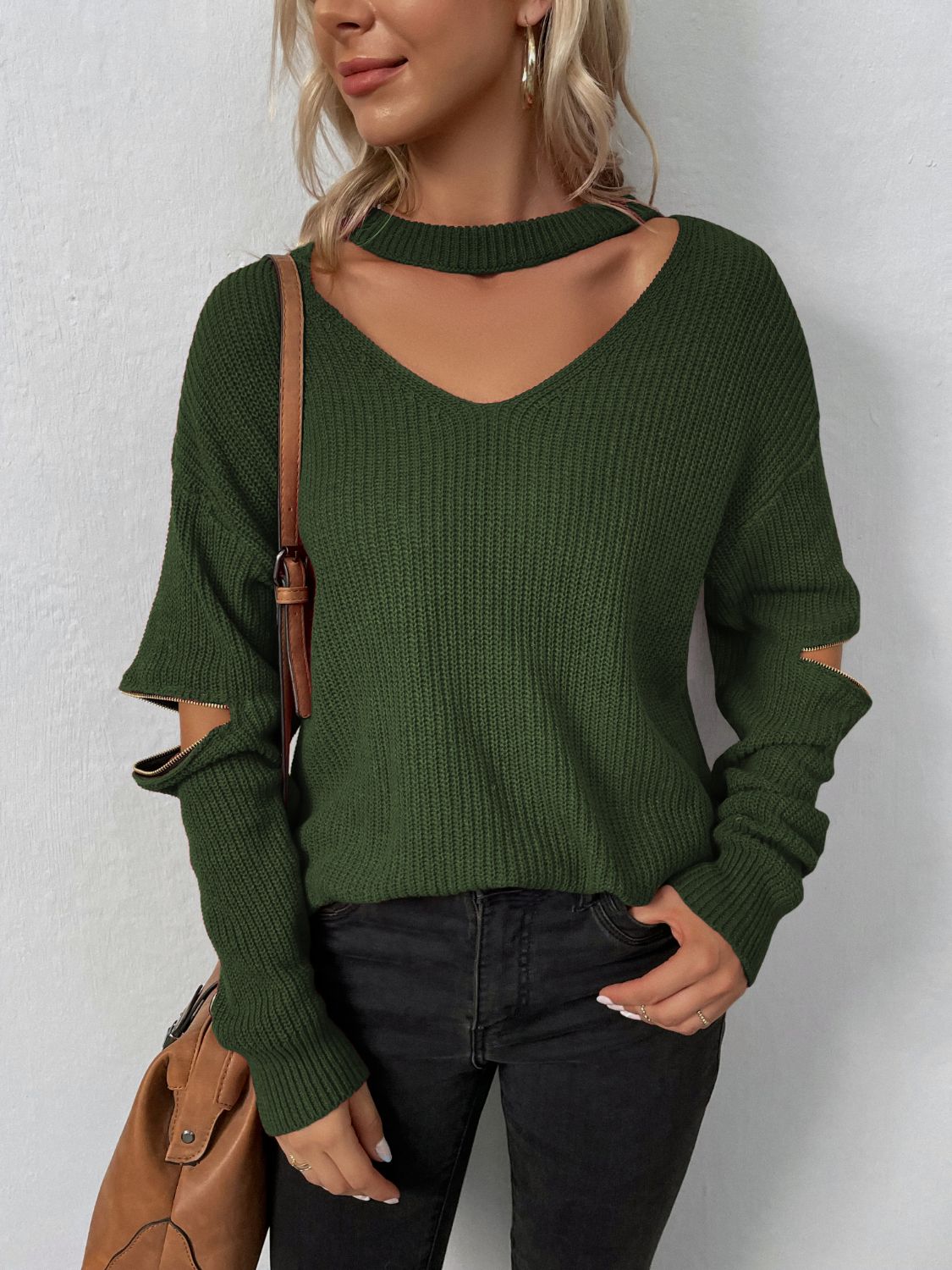 Honeybee Mumford's Cutout Zip Detail Sweater