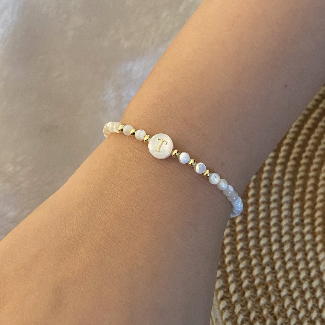 Honeybee Mumford's Shell Letter Bead Bracelet