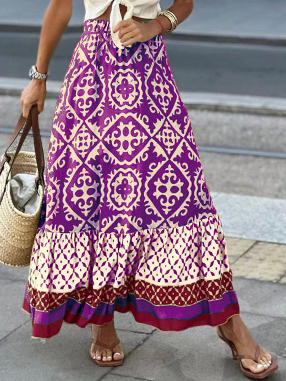 Honeybee Mumford's Geometric Elastic Waist Maxi Skirt