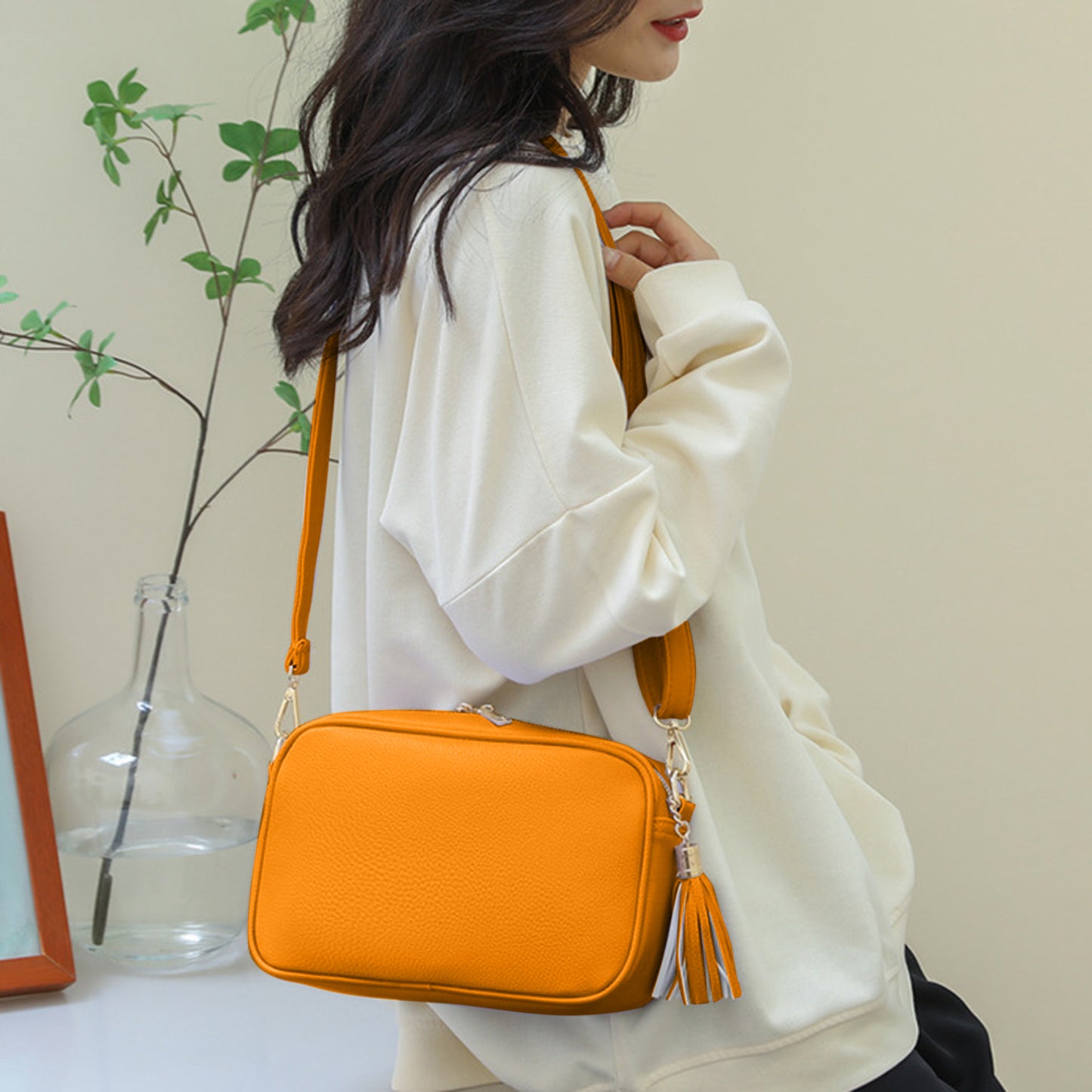 Honeybee Mumford's Tassel Leather Crossbody Bag